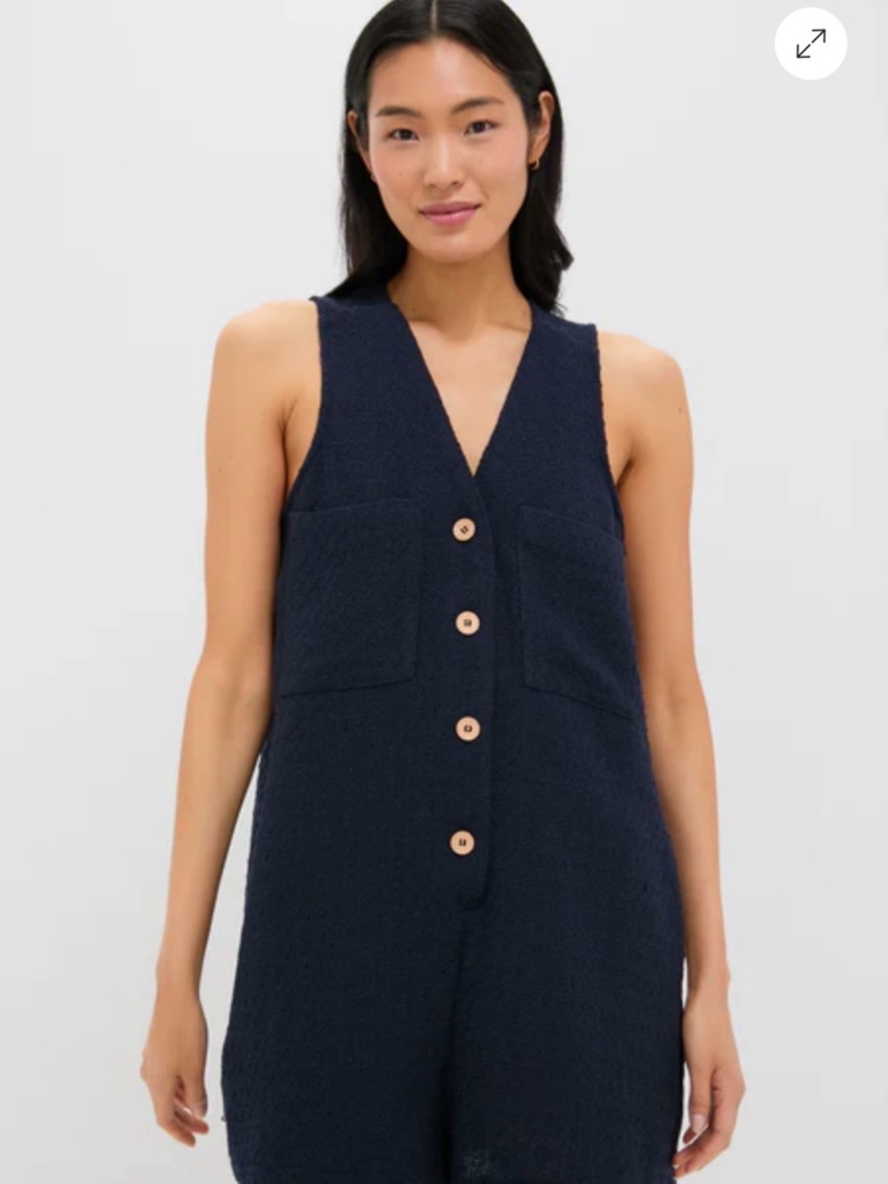 Tuckernuck Navy Textured Button-Front Jumpsuit